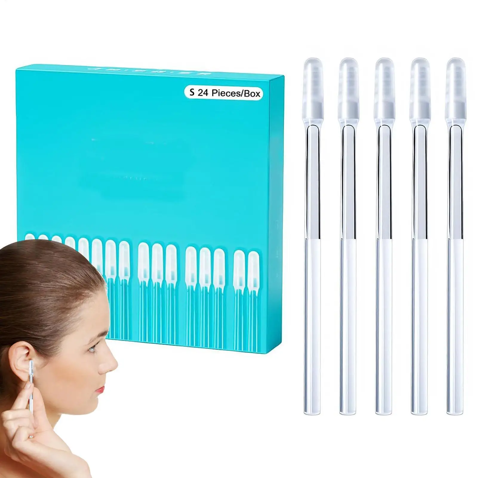 24Pcs S/L Disposable Silicone Ear Pick Remover Sticky EarWax For Kids Olders Adult Ear Cleaner Reusable Adhesive Earpick