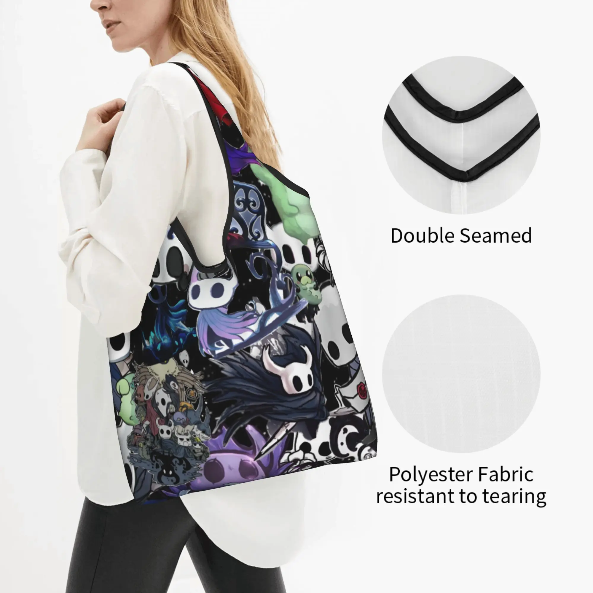 Recycling S-Silksonges Cartoon Game Shopping Bag Women Tote Bag Portable Japan Groceries Shopper Bags