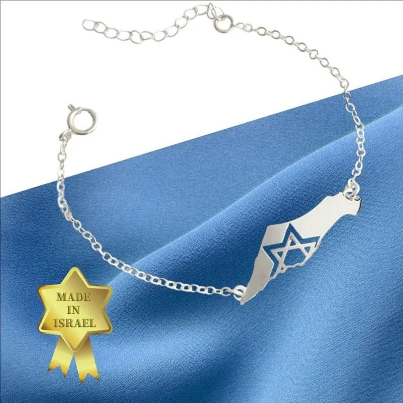 18K Stainless Steel Israel Map And Star Of David Bracelet Map Of Israel Shape Bracelet Jewish Star With Israel Map Hanukkah Gift