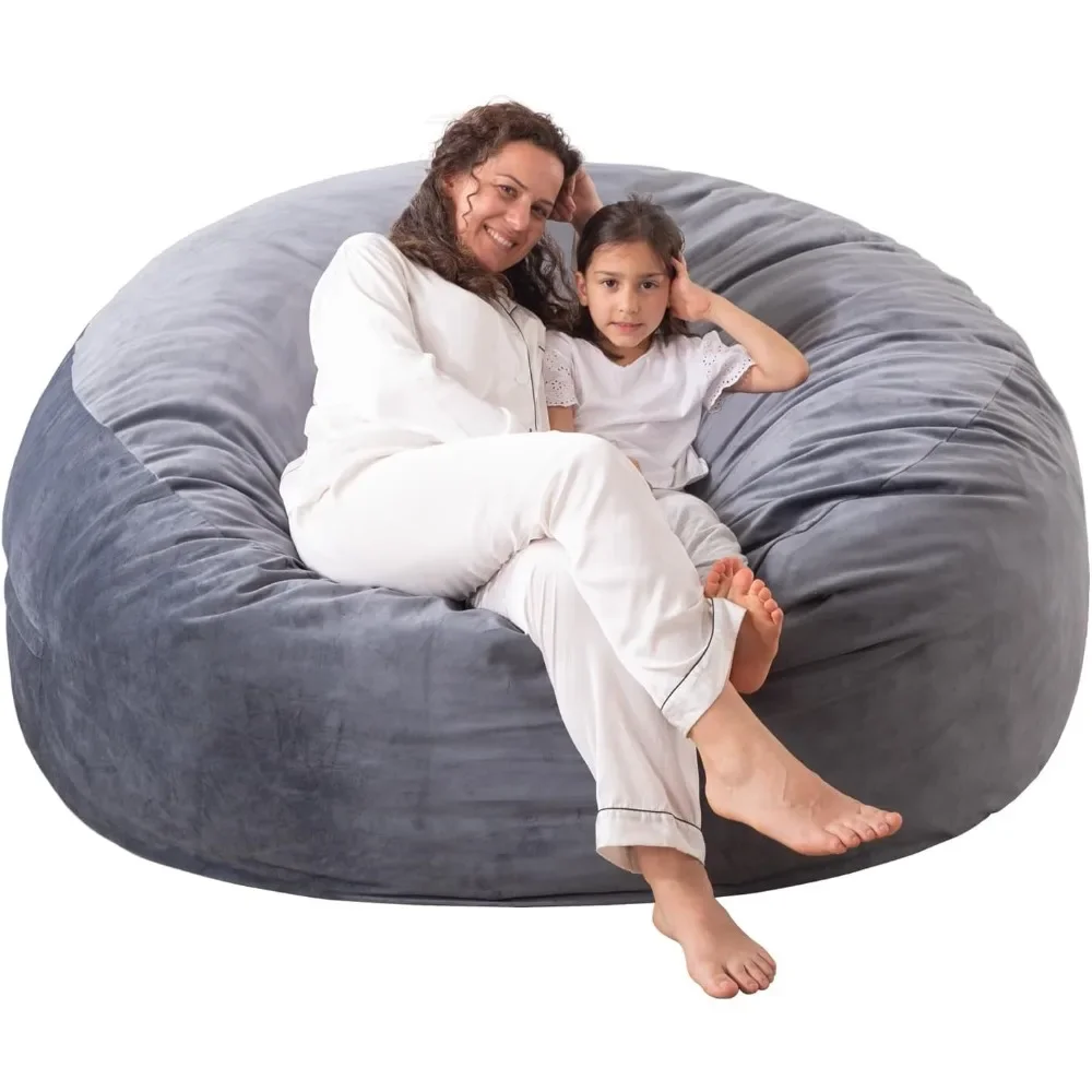 3 ft Bean Bag Chairs for Adults/Teens with Filling, Medium Bean Bag Sofa with Memory Foam, Furniture Bag,Dark Gray, 3 Foot