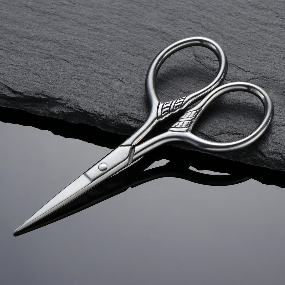 Stainless Steel Mustache Trimming Shear Men Beard Scissors for Facial Body (Silver) mustache scissors