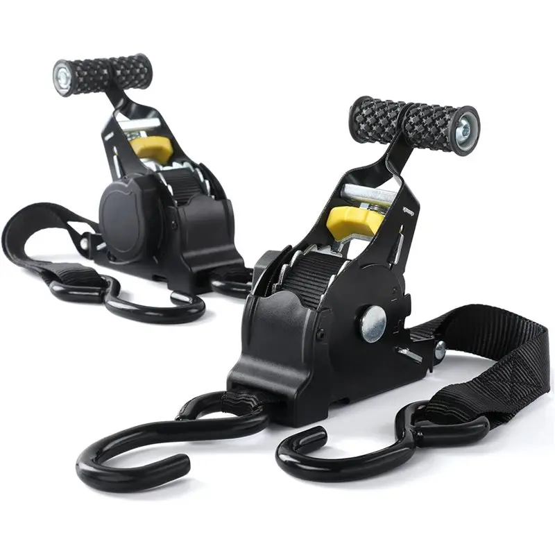 B62B-Securing Cargo 2Pcs Retractable Ratchet Tie Down Straps-680Kg Guaranteed Max Break Strength For Boat Use