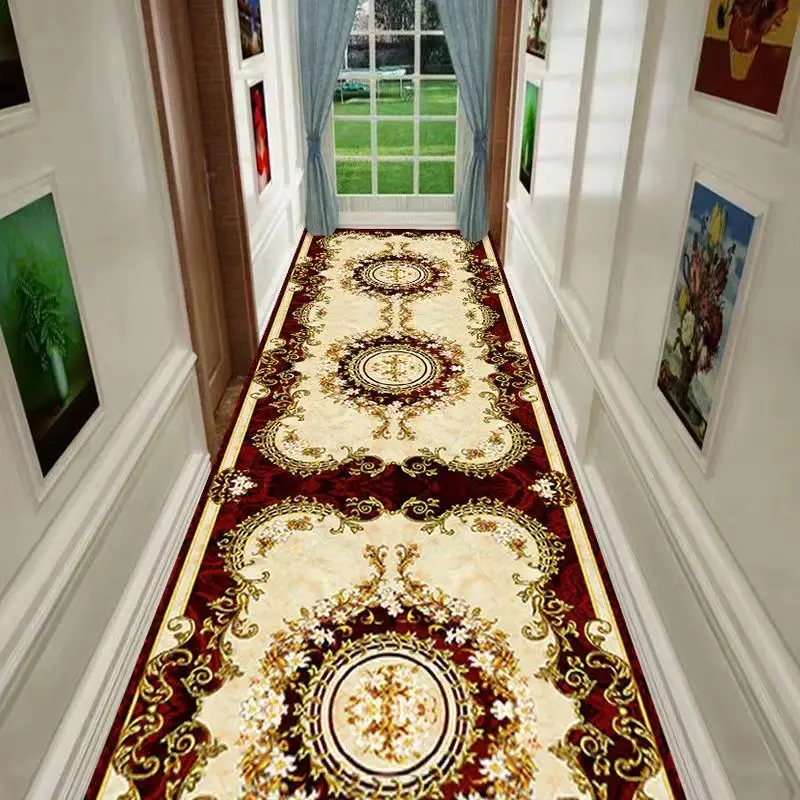 

Luxury European Style Corridor Runner Long Carpets for Hallway Home Porch Floor Mats Bedroom Hotel Stairs Mat