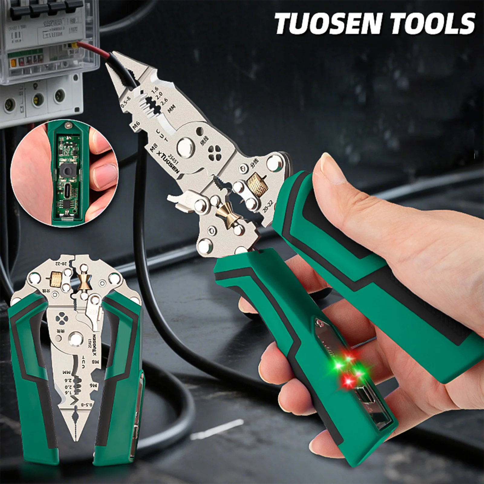 

Многофункциональные электрические клещи для зачистки проводов 16-в-1 с тестером напряжения и регулируемой режущей головкой для дома и промышленности