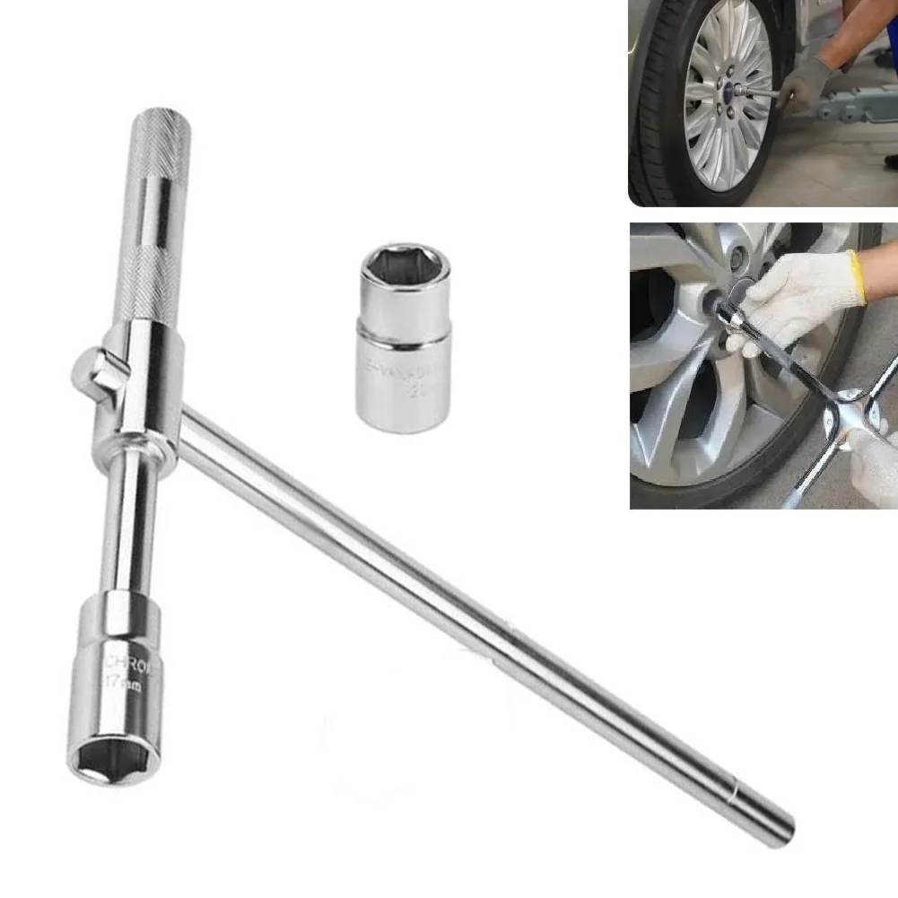 

4-Way Extended Lug Wrench Car Tire Iron Nut Wrench Set Heavy Duty 17/19/21/23mm Car Tire Cross Wrench Removable Hand Tools