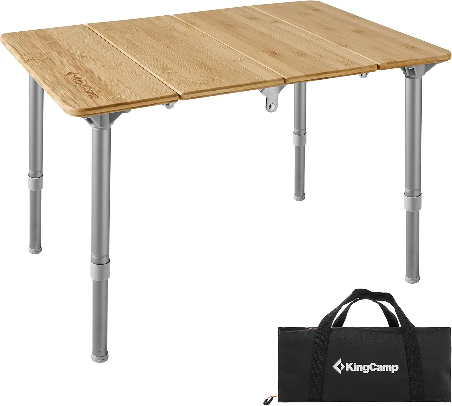 

Bamboo Adjustable Anti-UV Portable Folding Table Picnic Camping Three Heights 2-6 People 23.6x15.7x10.6/15.7in Yellow_23.6"x15.7