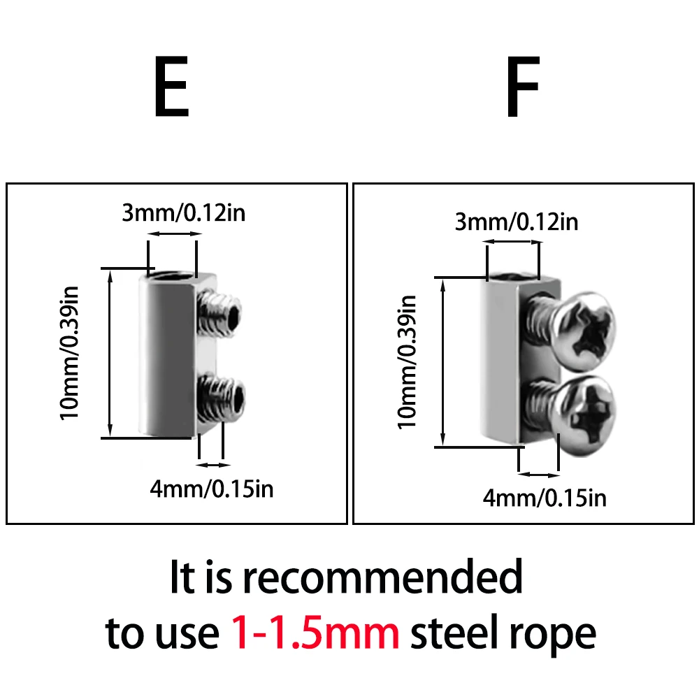 10-100pcs 1-1.5mm Adjustable Stainless Steel Wire Rope Clamp Cable Clip for Hanging Fastening Hardware Accessories in Products