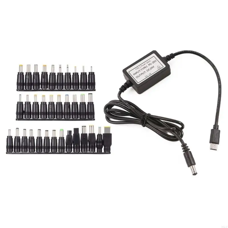 96GF كابل الطاقة فولتية قابلة للتعديل محول الطاقة مع نصائح محول قابلة للتبديل PVC ملمس لعشاق التكنولوجيا