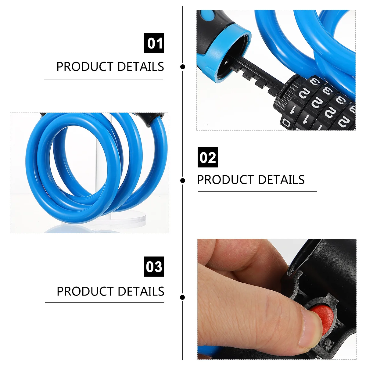 

5-Digit Combination Cable Lock 120Cm Heavy Duty Steel Wire Bike Lock For Bicycle Cycling Riding