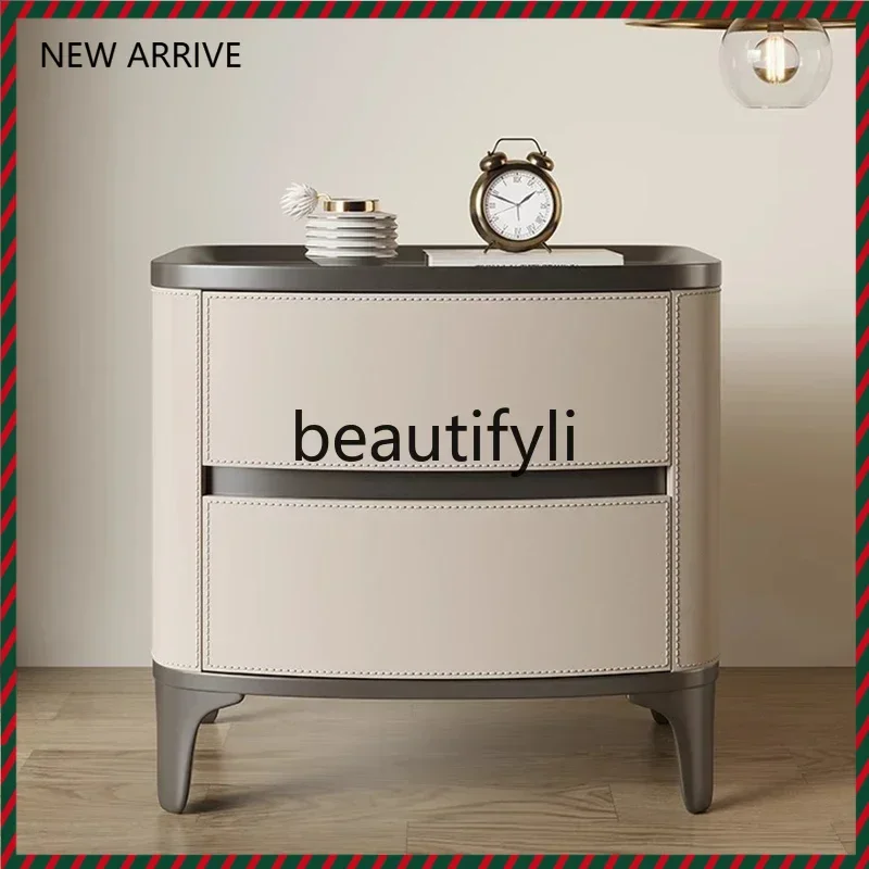 

Italian light luxury solid wood bedside table modern simple small coffee table creative bedroom household small G1218