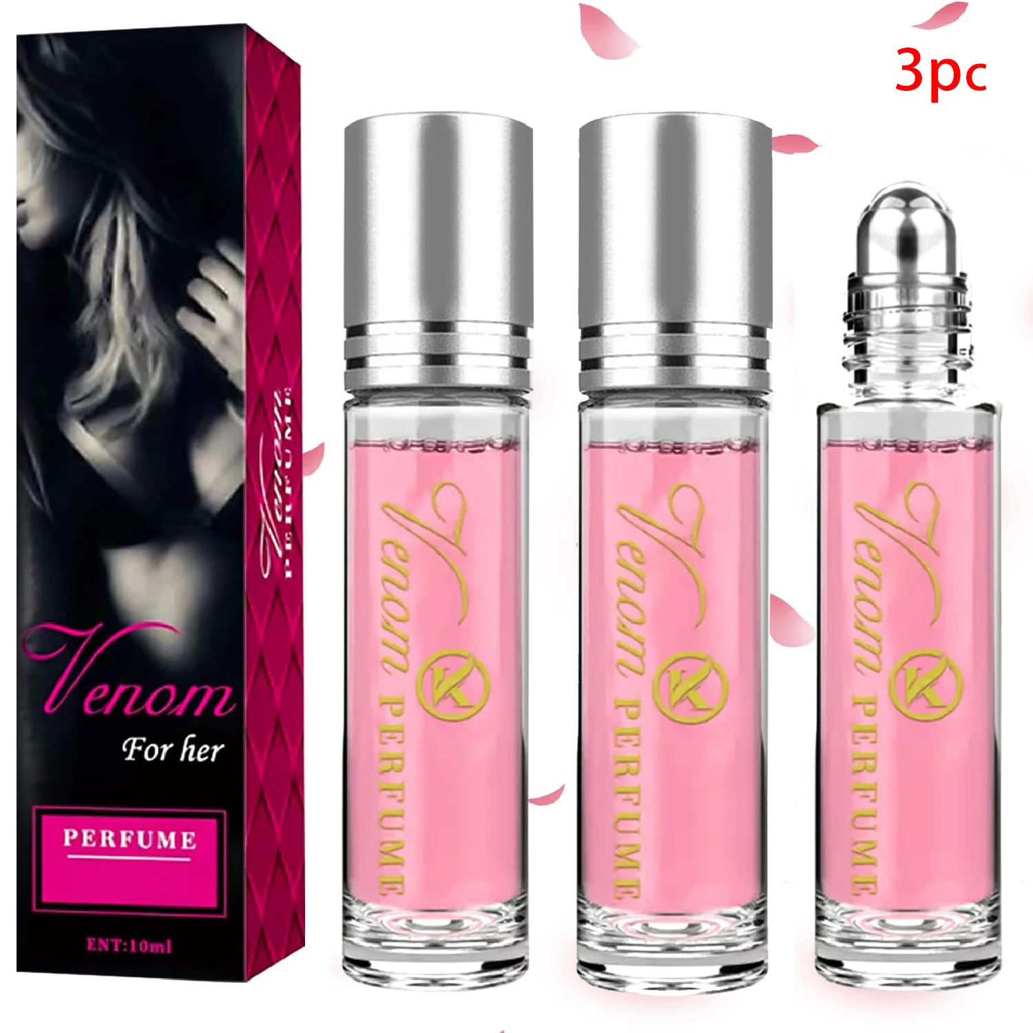 Perfume Rollerball para Mujer, Colonia para Mujer, - 3PCS - Perfume Portátil de Viaje, Frescura Duradera, - 0,34 FL OZ/10 ML