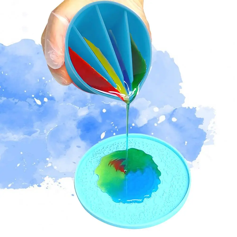 Waterdrop Shape Color Mixing Cup Blue Soft Silicone DIY UV Resin Color Measuring Cup