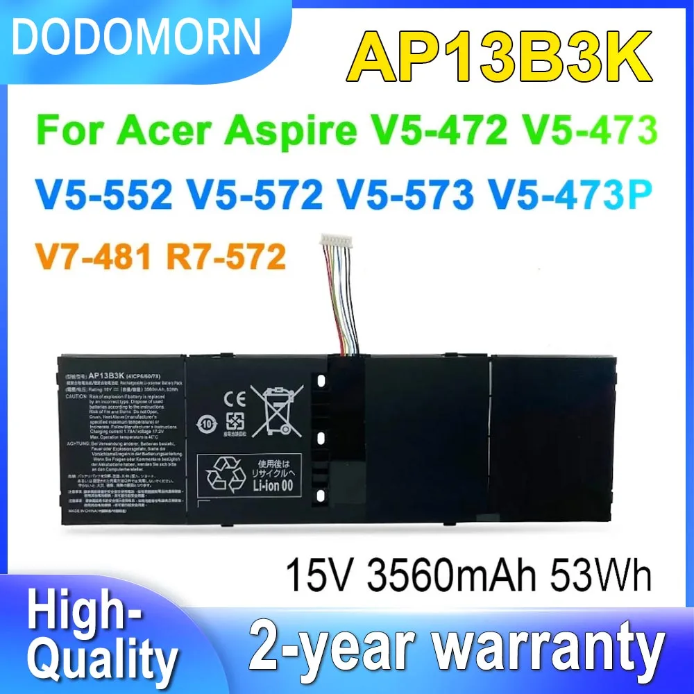 DODOMORN AP13B3K AP13B8K Laptop Battery For Acer Aspire V5-472 V5-473 V5-552 V5-572 V5-573 V5-473P V7-481 R7-572 V5-472G 53Wh