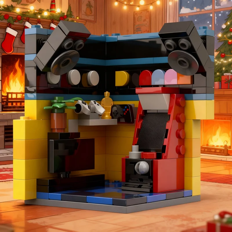 

150 деталей MOC: Модель игрового пространства для геймеров, конструктор, развивающий набор для сборки, идея для творчества, рождественский подарок