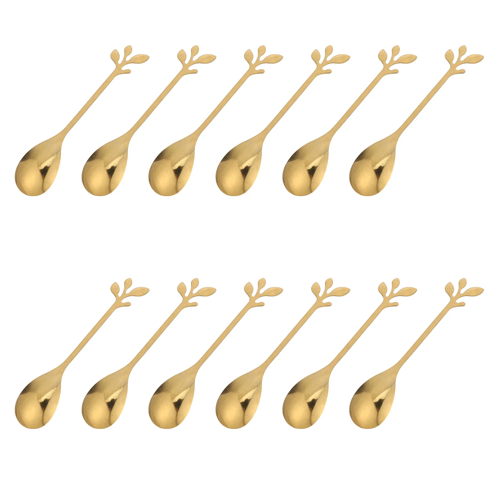 

12pcs Leaf Shaped Stainless Steel Mixing Spoons 4.79" Reusable Coffee Tea Stirring Spoon For Latte Dessert Drink Station Kitchen