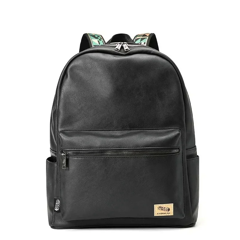 New fashion Men's backpack business leather travel backpack casual student school bag for boys large capacity laptop bag