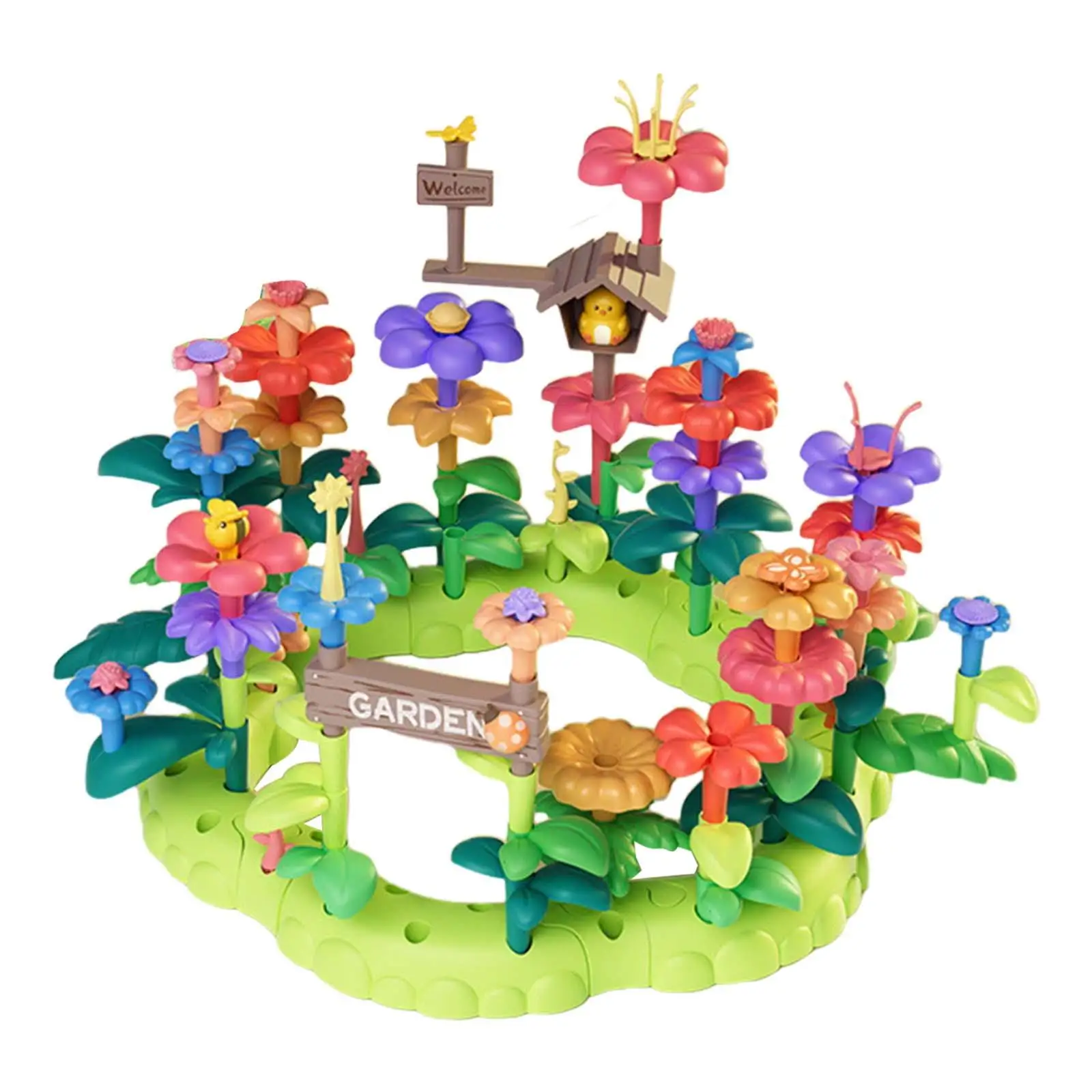 Growing Flower Blocks Playset, Flower Stacking Game, DIY Flower Arrangement, Flower Garden Building Toy for Preschool