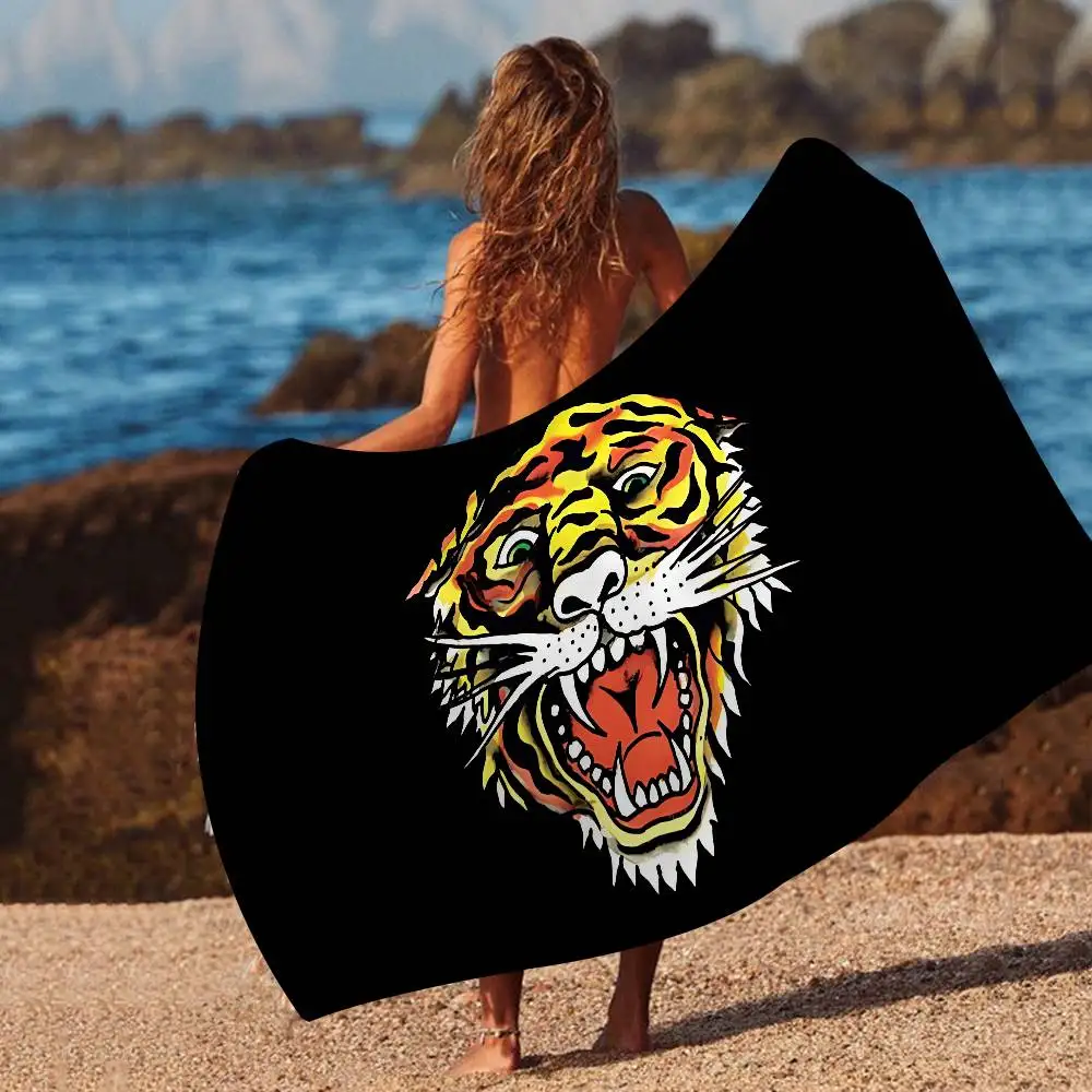 Fashion Brand E-Ed H-Hardy Anime Beach Swimming Towel Soft Absorbent Washcloth Children's Gifts for Kids Travel Camping Gym