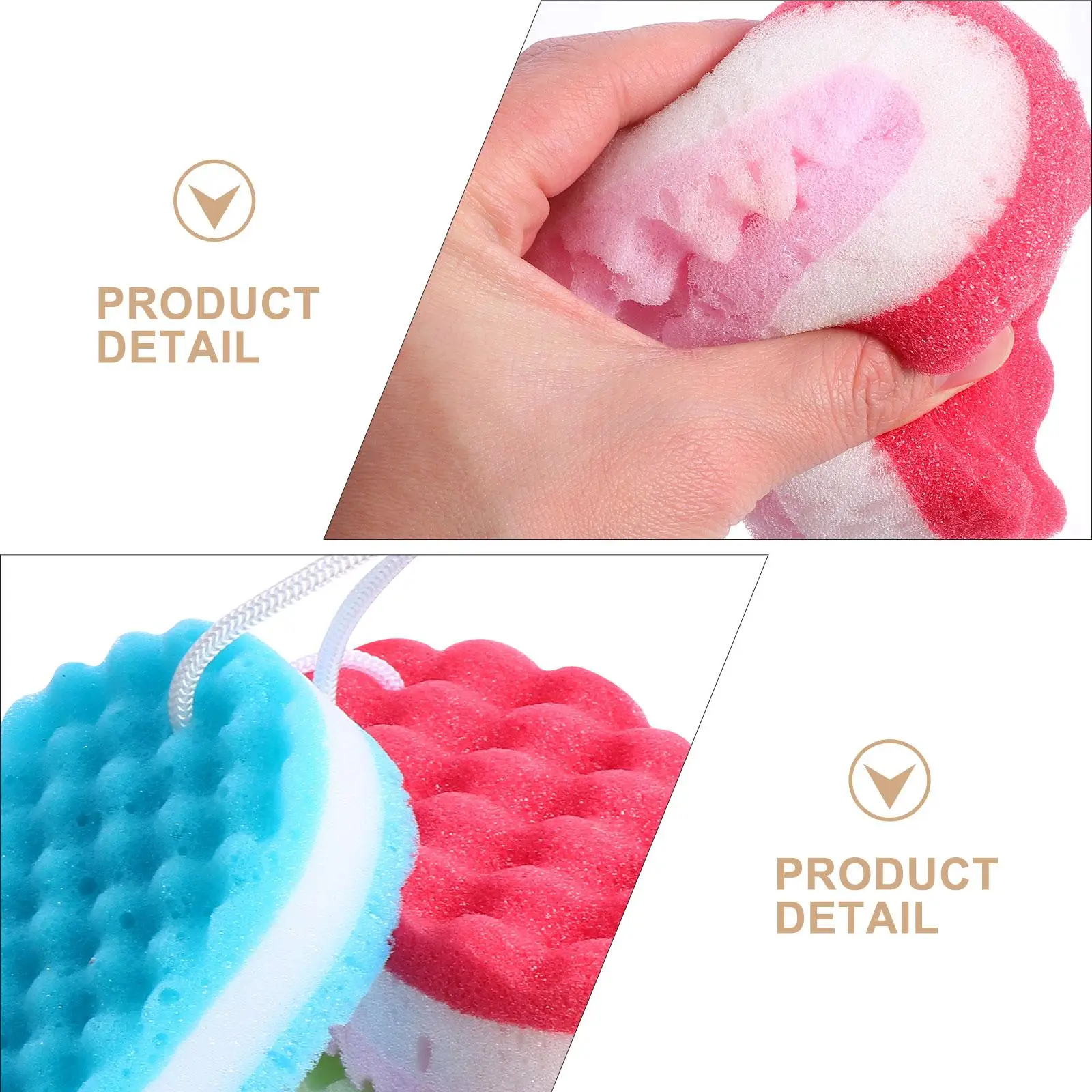 3 Pcs Three Layer Bath Sponge Random Color Cleaning Supplies Soap Portable Scrubber Body Adult
