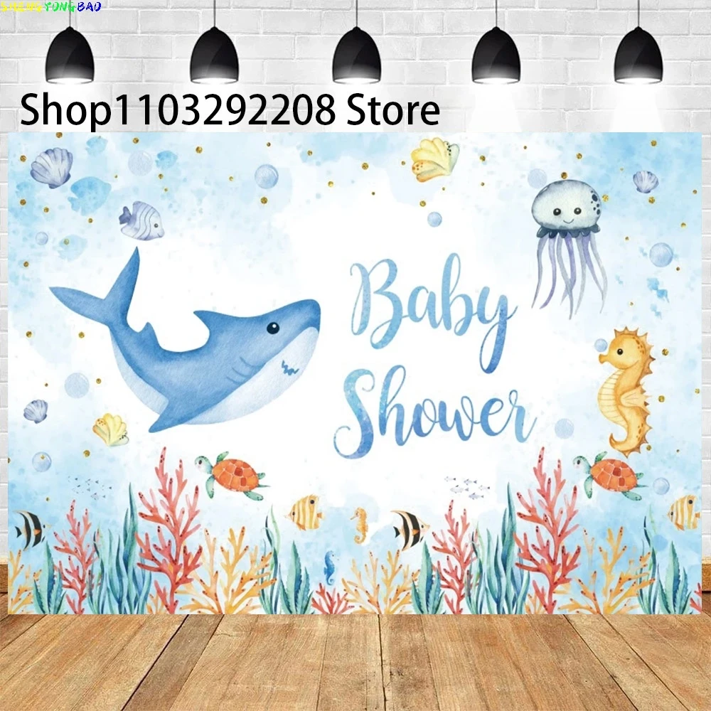 Summer Ocean Photography Background Cartoon Fish Kids Birthday Party Cute Underwater Dolphin Photo Backdrops TM-01
