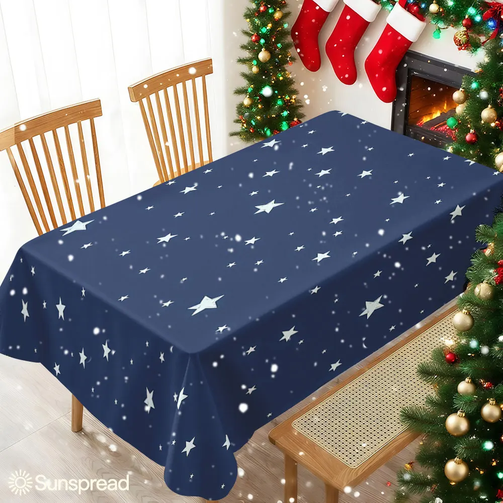 Navy Blue Light Star Decor Waterproof table cloth, splash-proof tablecloth, for party, Halloween, Christmas, dining, camping