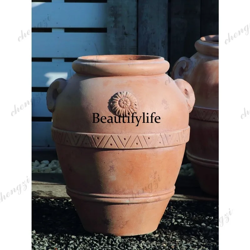 Magnesium oxide imitation pottery pot pottery pot breathable pot outdoor garden garden decoration ornament
