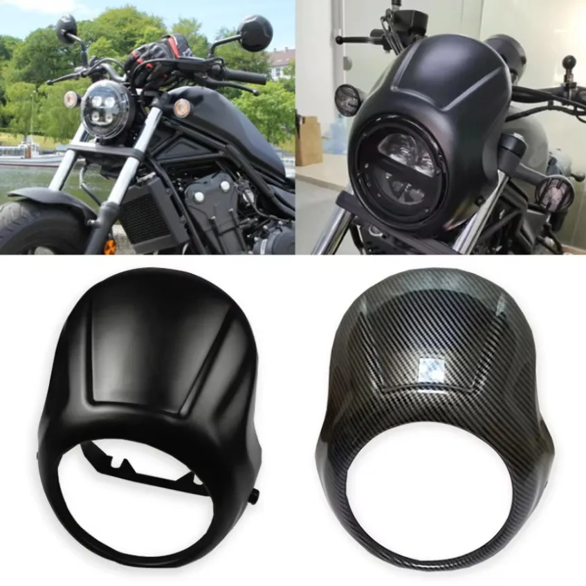 CMX500 CMX300 Motorcycle Black Headlight Fairing Front Cowl Mask Cover Fork Windshield Fit For Honda Rebel CMX 500 300 2017-2022