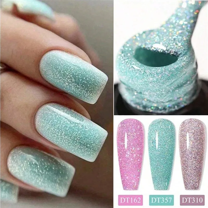 Vernis à ongles Gel à paillettes, Laser scintillant, Semi-Permanent, à tremper, pour décoration des ongles, fournitures pour ongles, 1/3 pièces