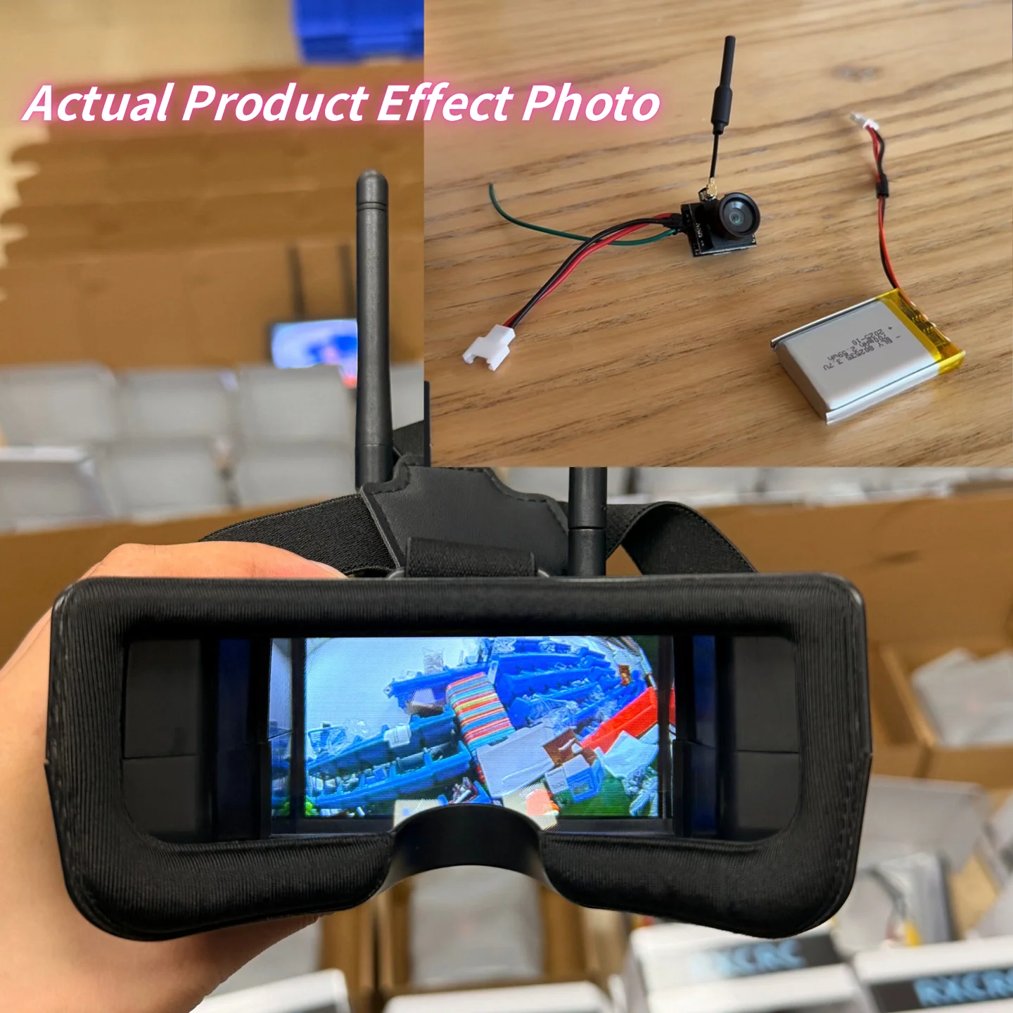 SLONWAKE 5.8G Analog VTX Transmission Camera All-in-One 200mW Power,WIth a FPV 3inch Receiving Glasses FPV RC Model Racing Drone