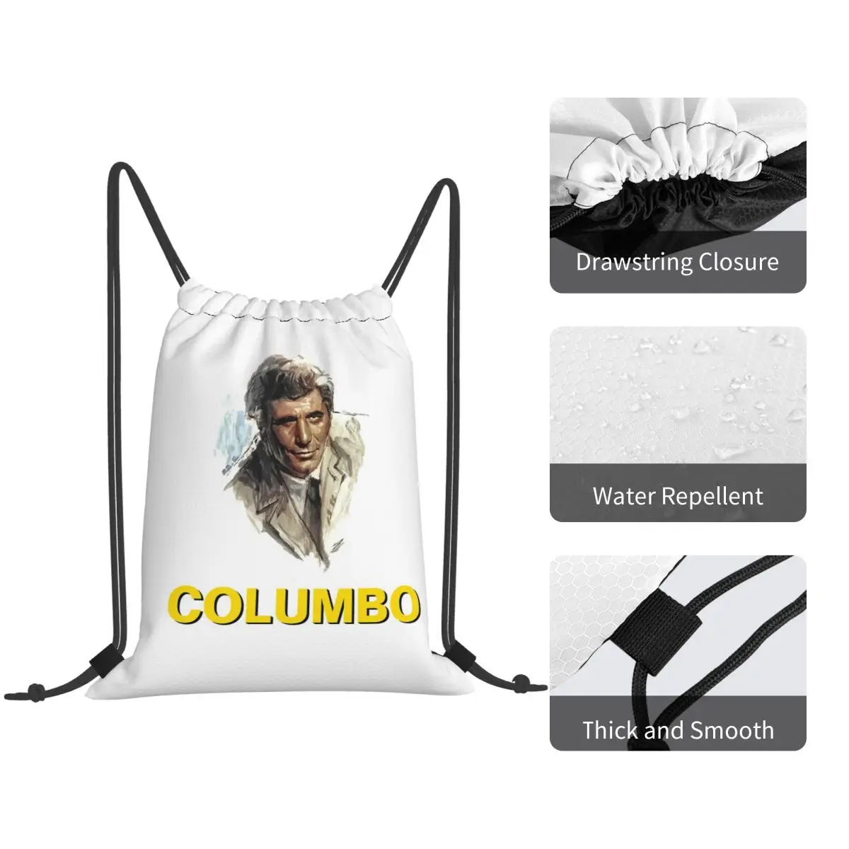 Style Columbo - Old School Backpacks Fashion Drawstring Bags Sports Bag Book Bags for Travel School