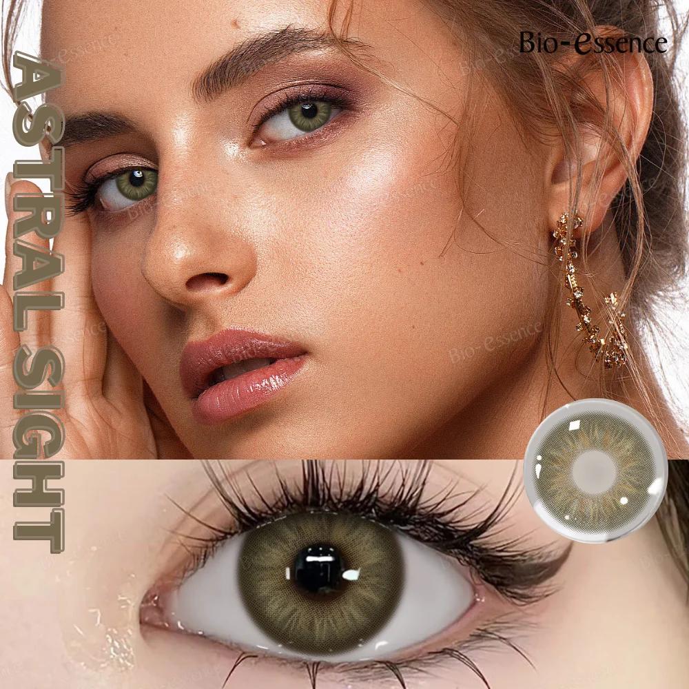 Lentes de contacto de color Bio-essense para ojos, lentes de contacto marrones naturales, maquillaje de belleza, pupilas azules/verdes/grises para citas y fiestas