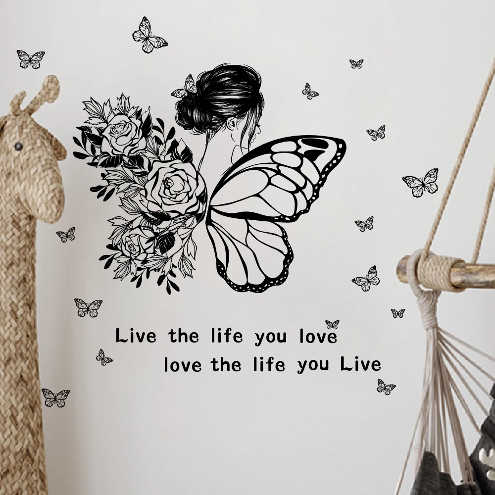 girls room decoration 3d inspirational butterfly wall sticker self adhesive encouraging wing wall decal for bedroom