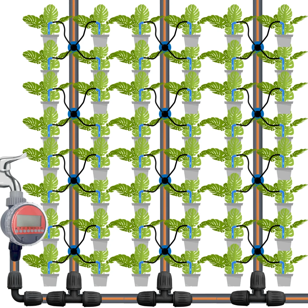 Oasis-Micro Système d\'Arrosage pour Serre, Tuyau de 3/5m, Irrigation Goutte à Goutte, 1000 en effet, Flèches Pliantes, Émetteurs, Jardin en Pot, 50