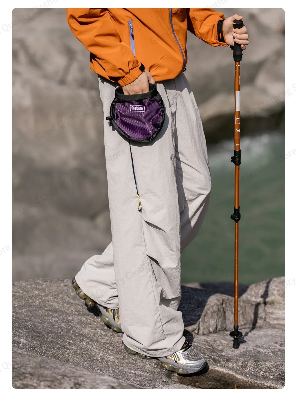 Arbeitsfreudige, wasserabweisende Outdoor-Overalls für Herren, Herbst, lange Hosen mit Schlitz und Falten, Kontrastfarben, Reißverschluss, Sport- und Freizeithose – Detail 23