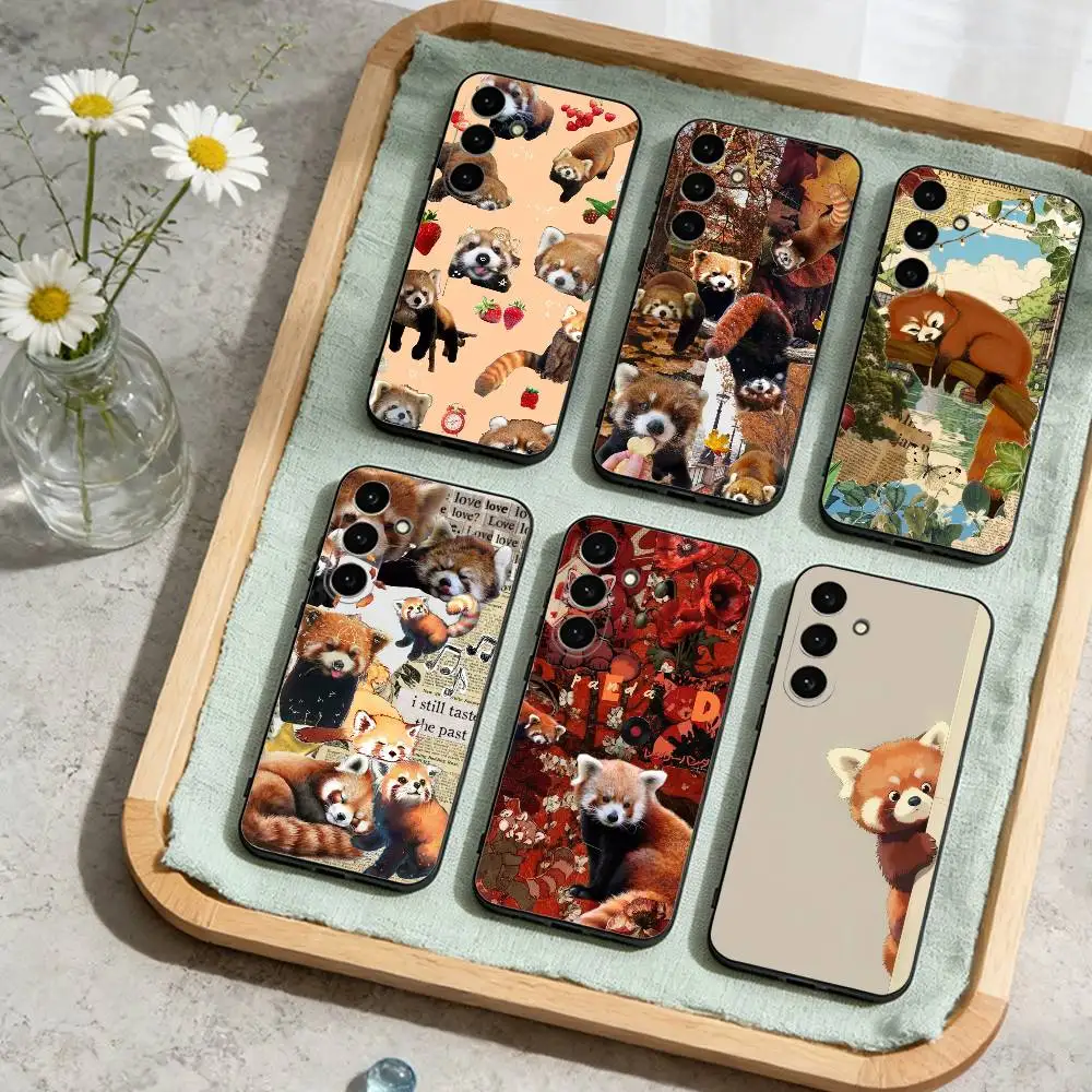 

Western Red Panda Cute Phone Case For Samsung Galaxy A73,A72,A71,A70,A53,A52,A51,Soft Silicone Black Cover