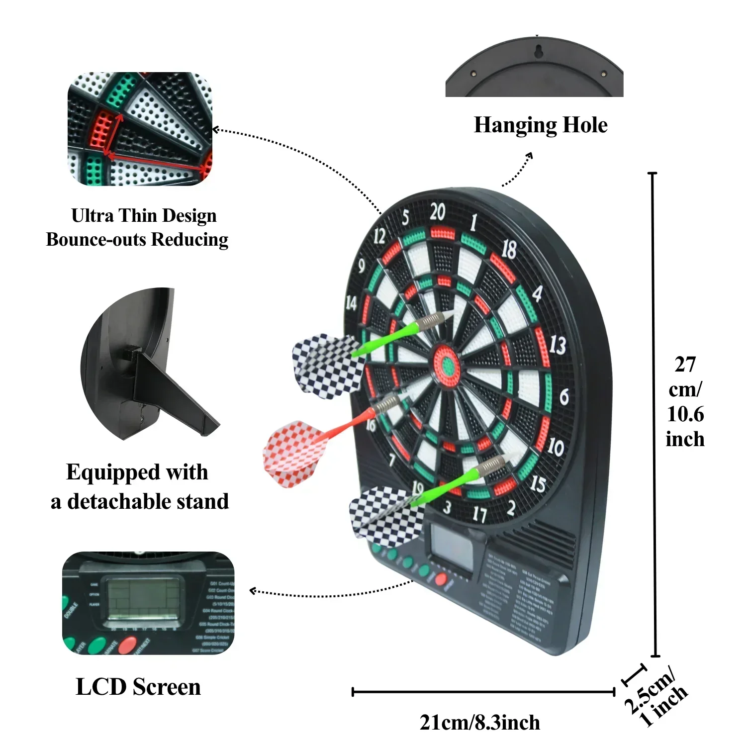 

Portable Electronic Dartboard - Wall-Mount & Tabletop Stand Design - Mini Digital Dart Game for Family Parties 2Q