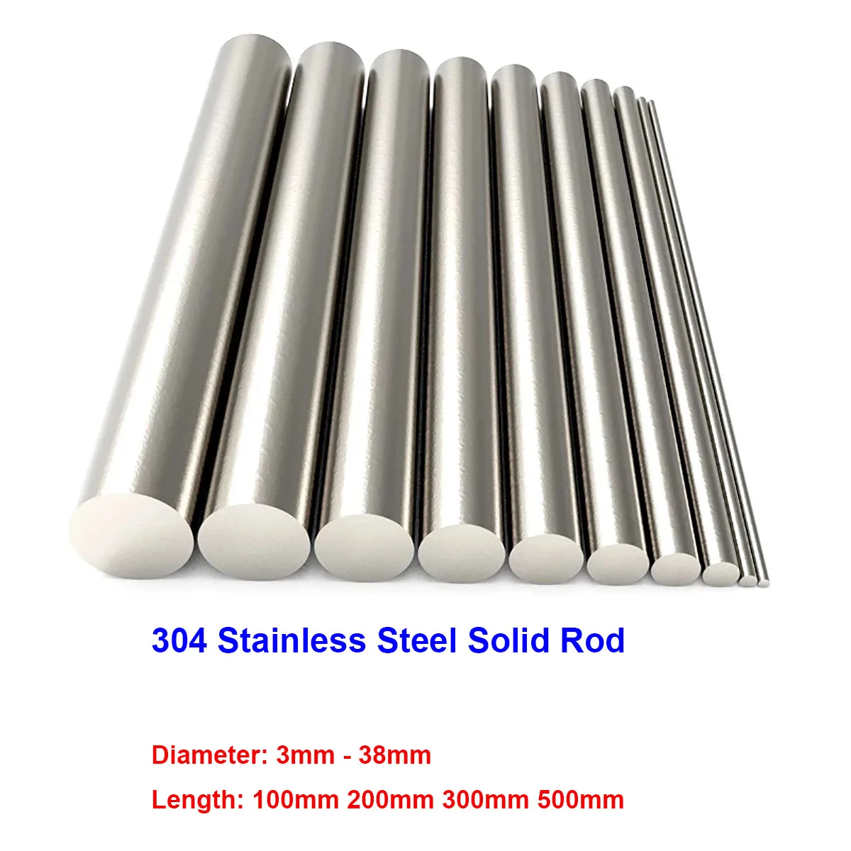 

Diameter 3mm - 38mm 304 Stainless Steel Rod Linear Shaft Metric Round Rod Ground Rod 100/200/300/500mm Long