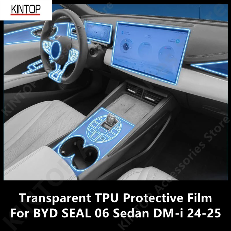 For BYD SEAL 06 Sedan DM-i 24-25 Car Interior Center Console Transparent TPU Protective Film Anti-scratch Repair Accessory Refi