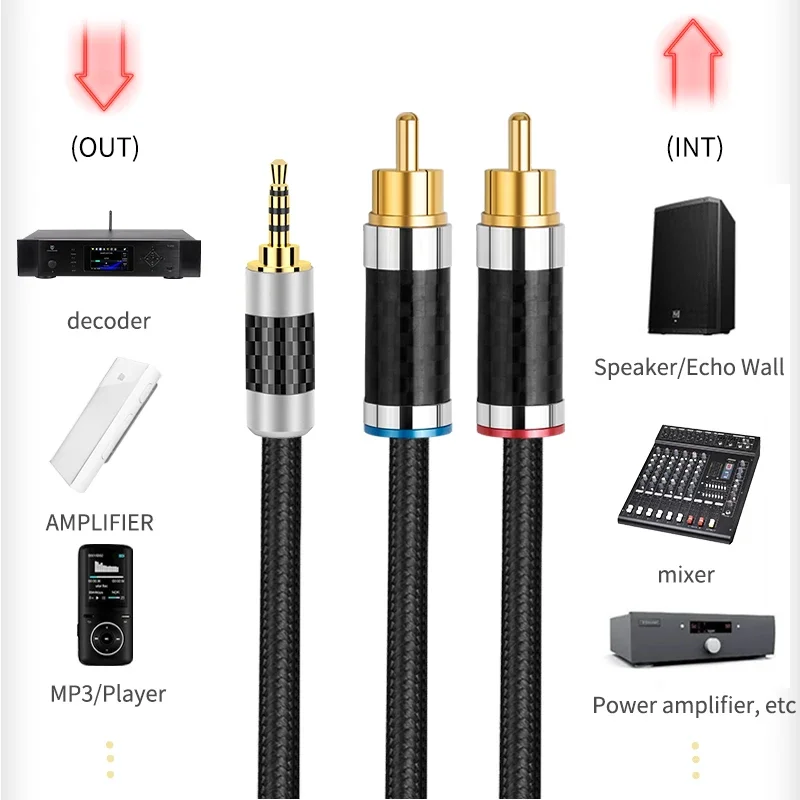 Hifi 2.5mm TRRS Balanced to 2 RCA Male Cable High Purity OFC Silver Plating 2.5mm Jack  to 2 RCA Audio Male Cable for Amplifier