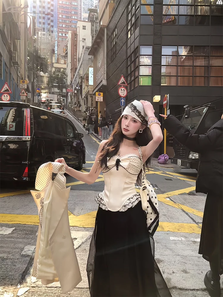 

Оригинальный комплект PITAO: легкий люксовый костюм в горошек (жакет, топ, брюки) для женщин на весну, осень, зиму