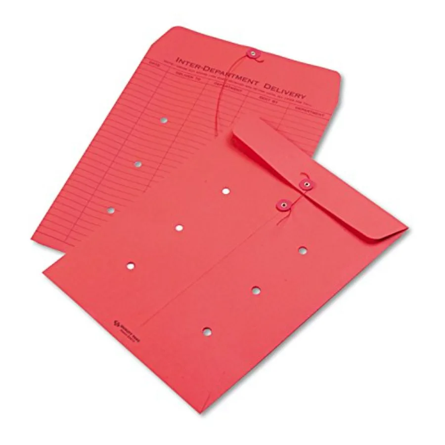 

Interdepartment String and Button Closure Envelopes 10" x 13" 1-Sided Narrow Rule Box of 100 QUA63574