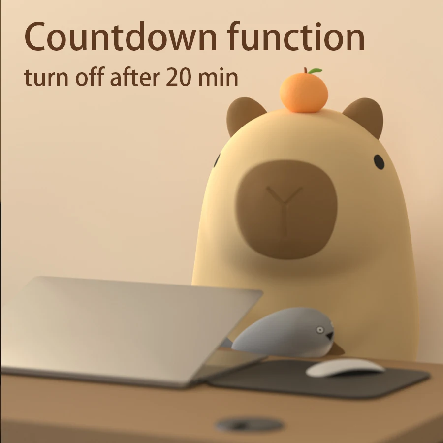 Capybara-luz nocturna de silicona de dibujos animados para niños, lámpara de noche con temporizador de atenuación recargable por USB, decoración de habitación, regalo para niños