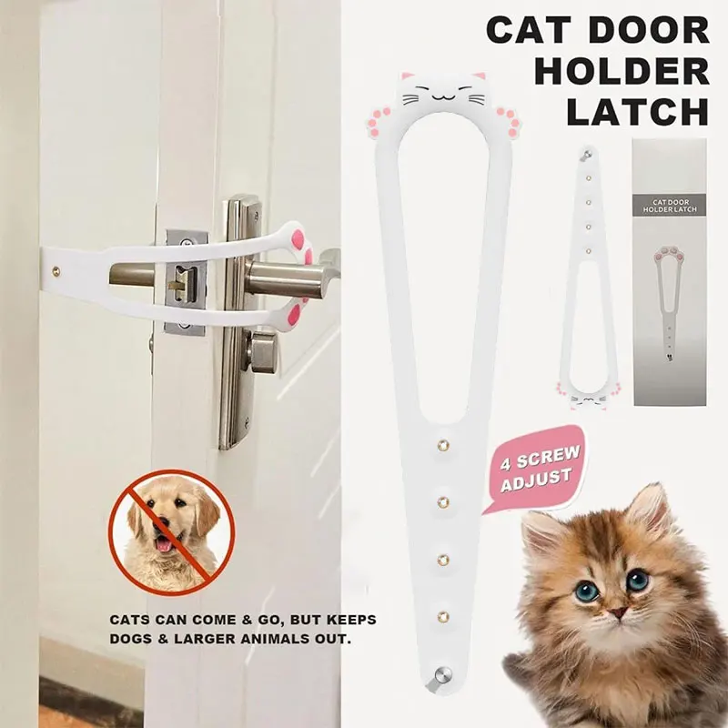 

1PC 5 Sizes Adjustable Cat Plastic Door Holder Latch To Let Cat In Cat Door Latch With Stabilizer