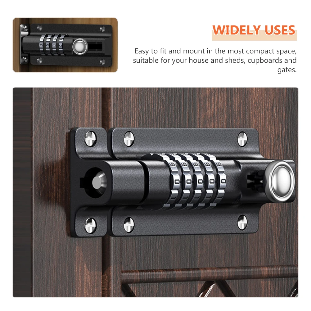 

Password Door Lock Bolt Black Stainless Steel Slide Combination Gate Lock Door Suitable Wooden Fences Bars