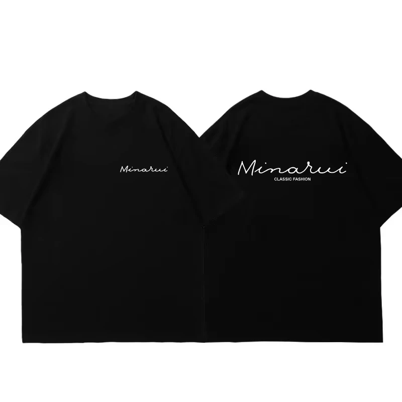 

2025 Простая футболка с короткими рукавами и буквенным принтом, летние американские ретро-трендовые брендовые мужские и женские топы с половиной рукавов