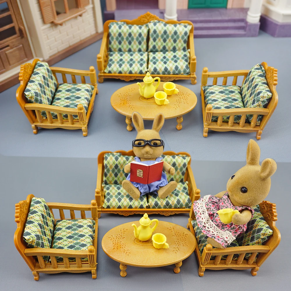 Forest Family 1:12 Dollhouse Living Room Amusement Park Animal Doll Accessories Mini Model Furniture Pretend Play For Girl Gifts