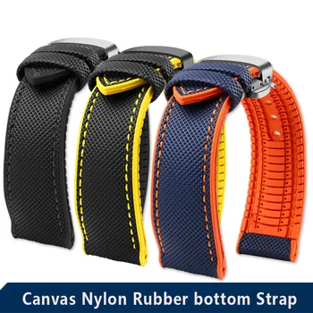 Canvas Nylon Rubber Strap 20mm 22mm 24mm Waterproof Watchband Men For Omega Breitling Avengers TAG HEUER Series Watch accessorie