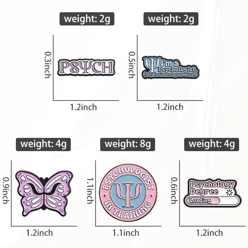 Vlinder Psycholoog In Training Dennen Revers Badges Cartoon Sieraden Cadeau Voor Kinderen Vrienden Psychologie Emaille Broche Custom