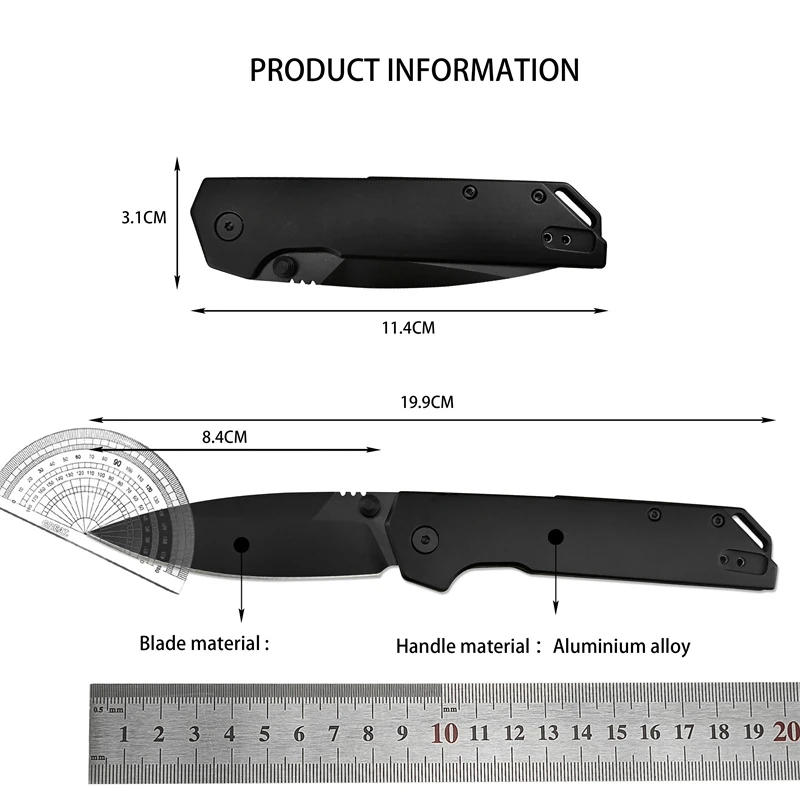 KS 2038 Folding Pocket Knife D2 Blade Aluminum Handle Multitool Camping Self-defense Tactical Outdoor Knives Tools With Clip