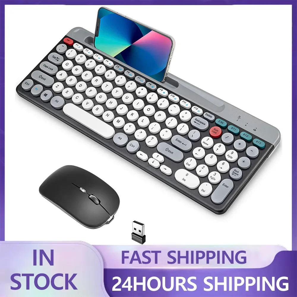

Wireless Keyboard Mouse Combo 2.4G BT Multi-Device Keyboard and Mouse 2 Mode Keyboard & Mouse Set for Mac/iOS/Android